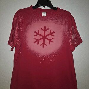 Christmas Shirts Custom Bleach Art  Snowflake %100 Cotton Women's New